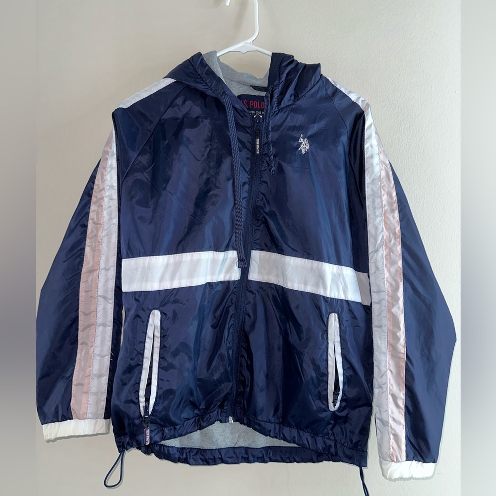 U.S polo windbreaker, Size M, color navy blue and baby pink. Worn a couple times